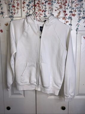 GAP Kids White Full-Zip Hoodie Jacket